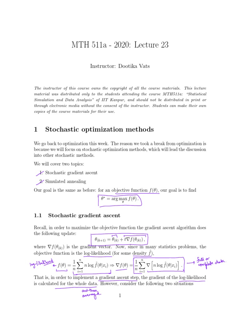 L23 Stochastic Gradient and Mini Batch | PDF | Mathematical ...