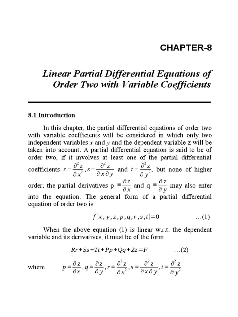 Linear Partial Differential Equations of Order Two With Variable ...