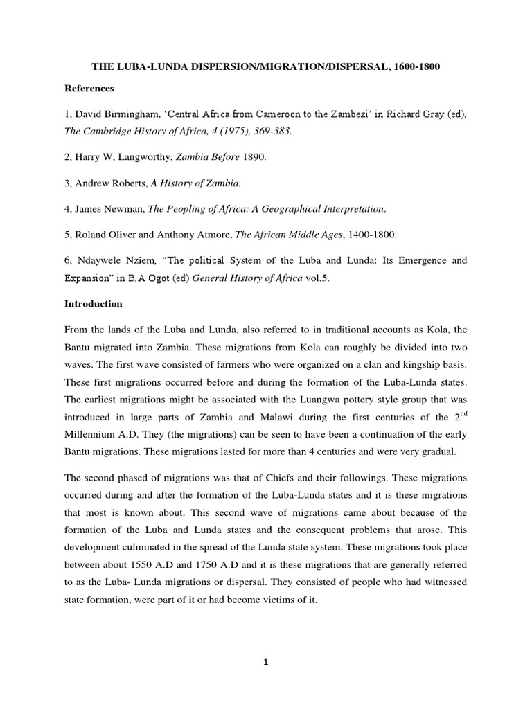Luba-Lunda Migration and Its Impact | PDF | Zambia | Agriculture