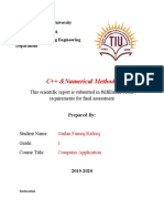 C++ &numerical Methods: This Scientific Report Is Submitted in Fulfillment of The Requirements For Final Assessment