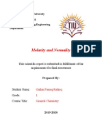 Molarity and Normality: Tishk International University Faculty of Engineering Petroleum and Mining Engineering Department