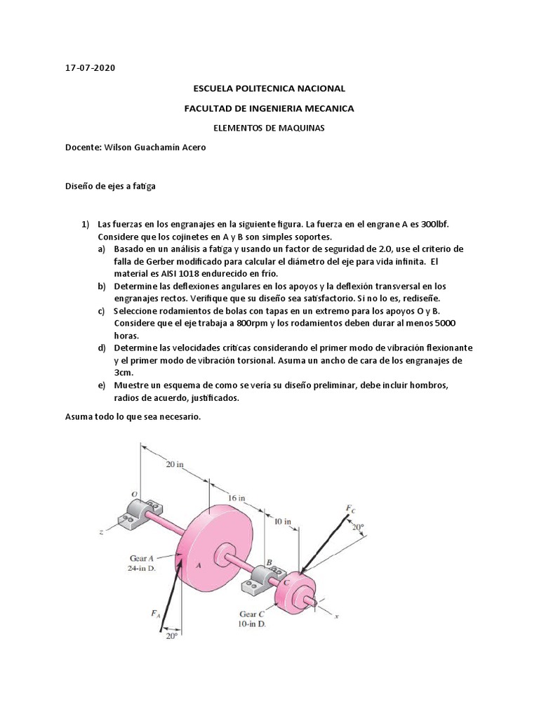 Diseño de Ejes a Fatiga en Engranajes | PDF | Métodos y materiales de ...