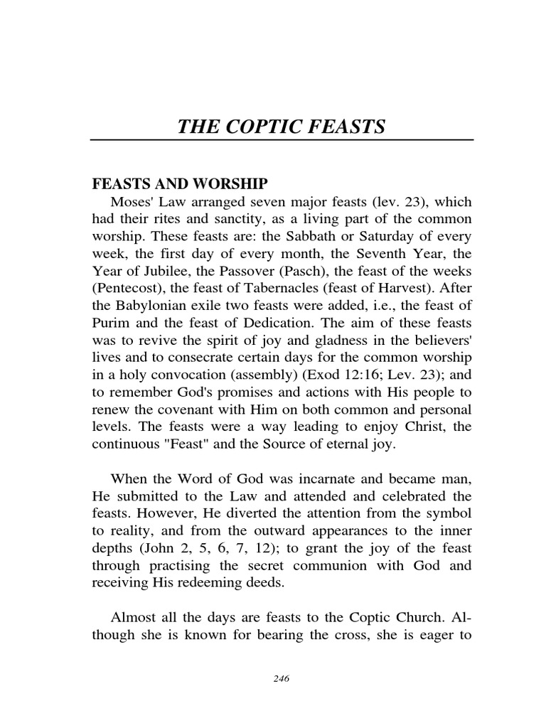 The Coptic Feasts PDF PDF Eucharist Mary, Mother Of Jesus