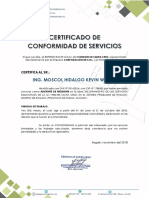 Certificado de servicios prestados por Ing. M. Hidalgo K