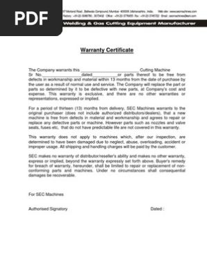 Warranty Format
