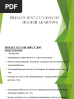 Private Institutions of Higher Learning