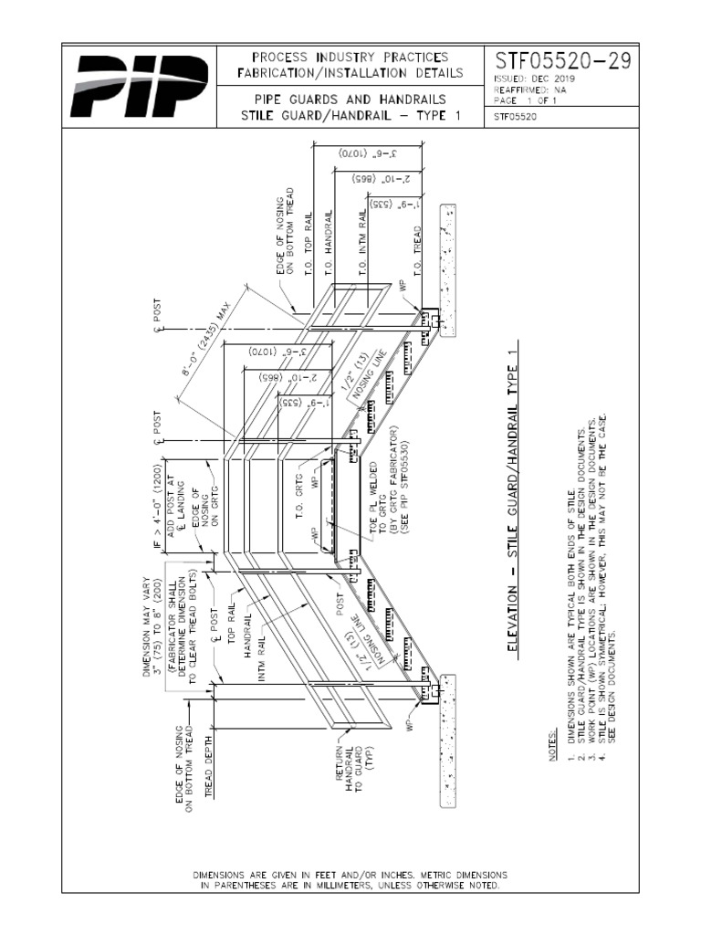 PIP STF 05520 Pipe Guards and Handrails Fabrication DetailsPages37 PDF
