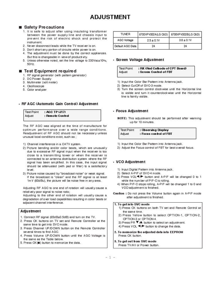 схема и сервис мануал на английском LG CF-20F39 шасси MC-994A | PDF ...