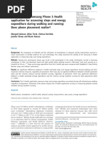 Validity of The Samsung Phone S Health Application For Assessing Steps and Energy Expenditure During Walking and Running: Does Phone Placement Matter?