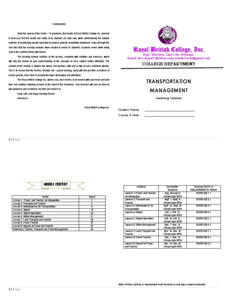 Transportation Management Module | PDF | Airplane | Tourism
