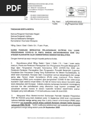 Garispanduan Caj Ujian Covid 19dancaj Kuarantin 28092020 Pdf Pdf