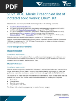 2021 VCE Music Prescribed List of Notated Solo Works: Drum Kit