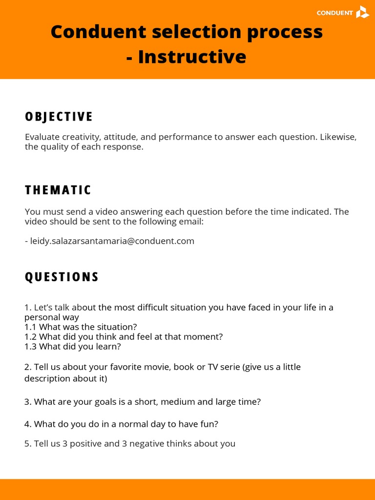Conduent Video Interview Guidelines | PDF | Self-Improvement | Lifestyle