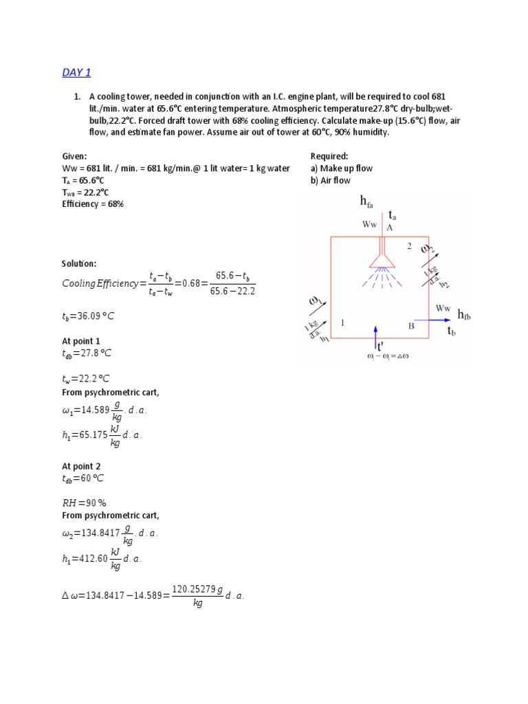 Cooling Tower Calculations and Analysis | PDF | Boiler | Horsepower