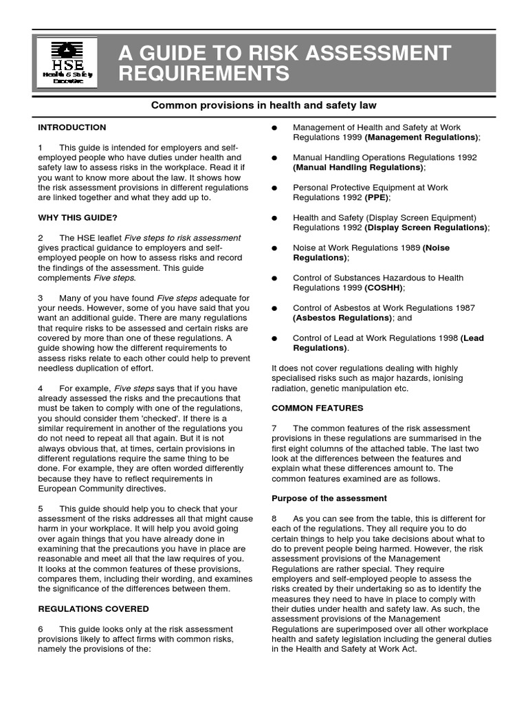 Safety Risk Assessment PDF Personal Protective Equipment
