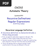 CSC312 Automata Theory: Recursive Definations Regular Expressions