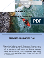 Entrepreneurship: Operation / Production Plan