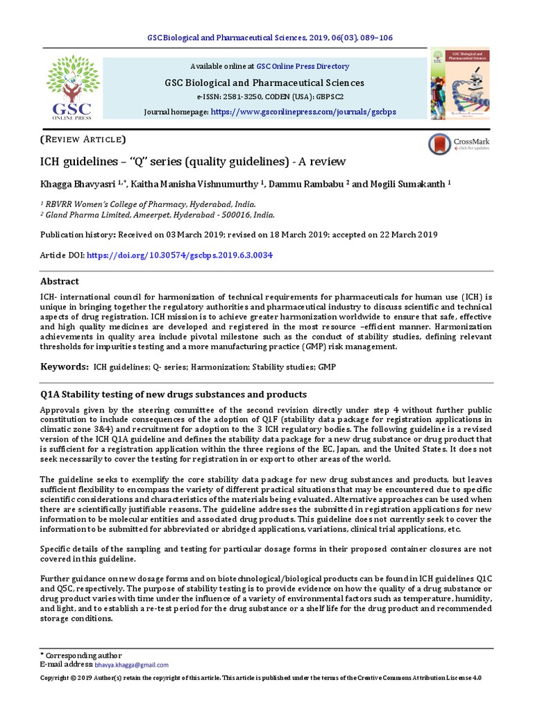 Ich Guidelines Q Series Quality Guidelines A Review Gsc