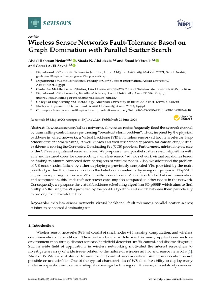Sensors 20 03509 PDF | PDF | Wireless Sensor Network | Wireless Ad Hoc ...