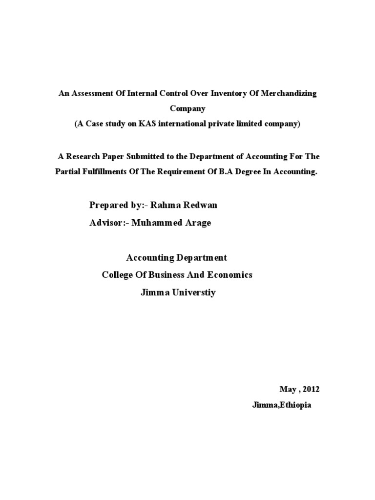 Internal Control Assessment of Inventory | PDF | Internal Control ...