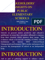 Stakeholders' Insights On Public Elementary Schools: Ruby Chezka F. Vega Maed-Em