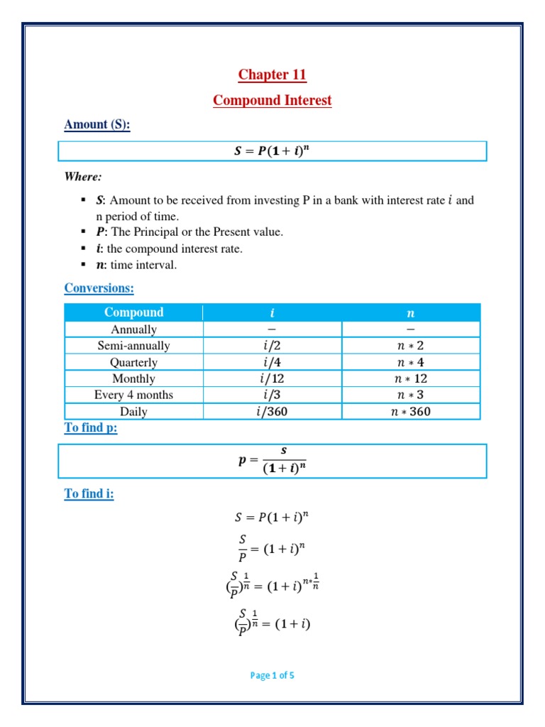 Compound Interest Calculations Guide | PDF | Compound Interest ...