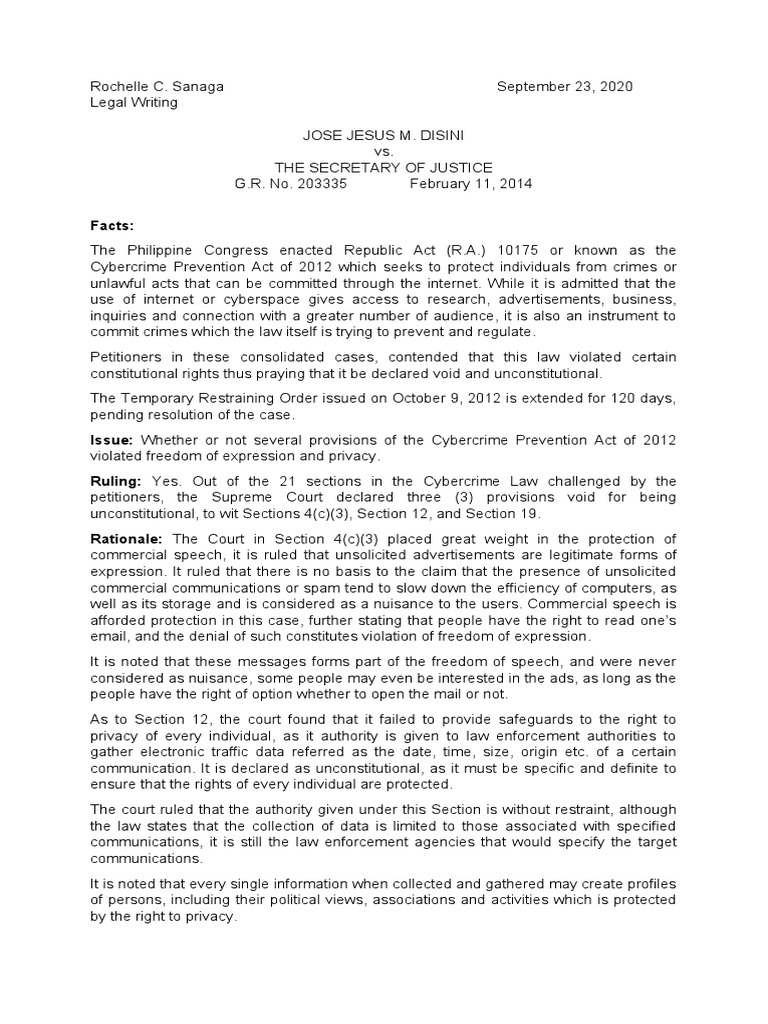 Case digest disni vs secretary of justice pdf search and seizure