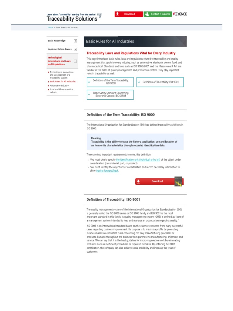 Basic Rules For All Industries - Traceability Solutions - KEYENCE ...