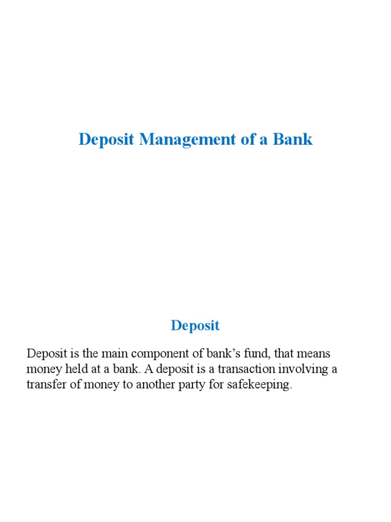 Understanding Bank Deposit Management | PDF | Deposit Insurance ...