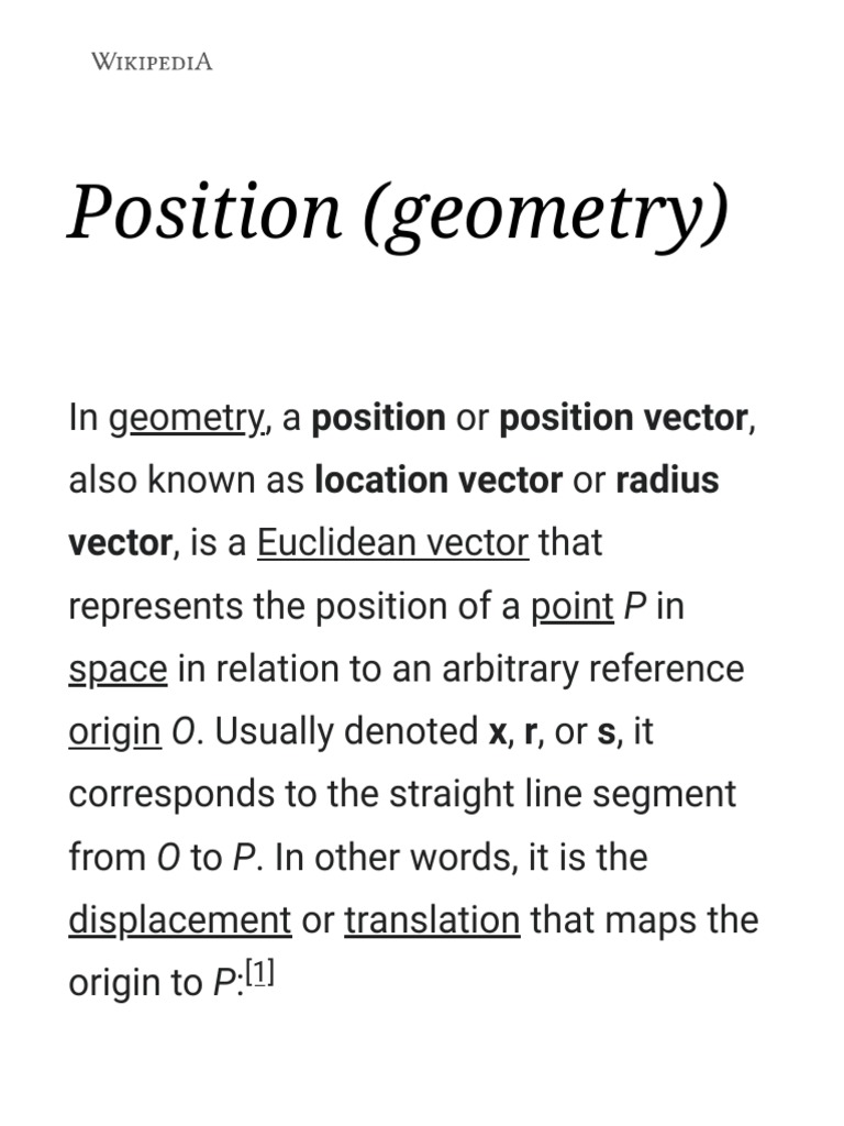 Geometry: Understanding Position Vectors | PDF | Euclidean Vector ...
