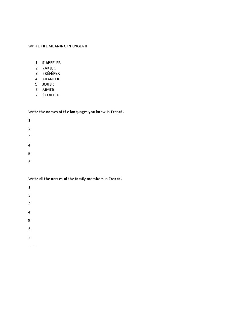 Conjugate In The Present Tense And Write The Meaning In English Docx