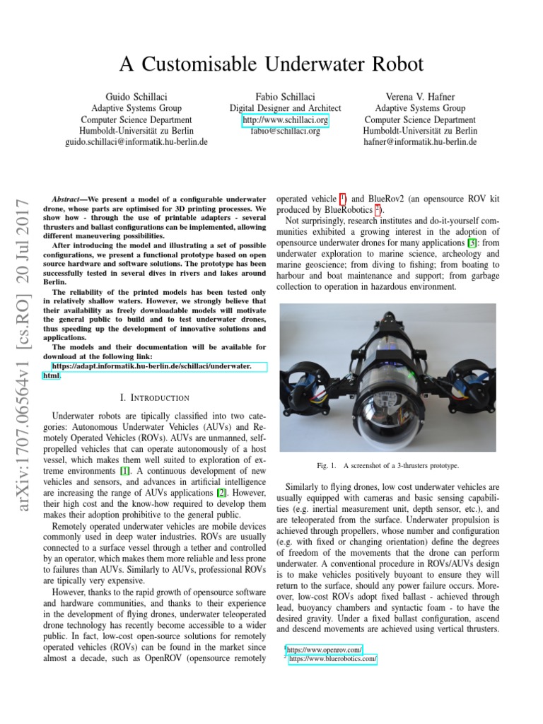 A Customisable Underwater Robot PDF | PDF | Manufactured Goods | Software