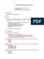 Module 1: Teaching Internship and Its Phases: Learning Outcomes