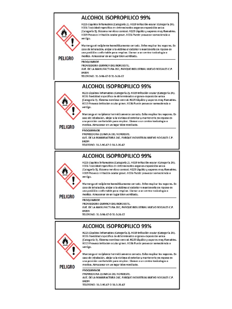 Etiqueta Alcohol Isopropilico Medios PDF
