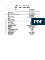 Daftar Nama Test Covid-19 Pt. Sumber Mitra Jaya: NO Nama Posisi/Jabatan