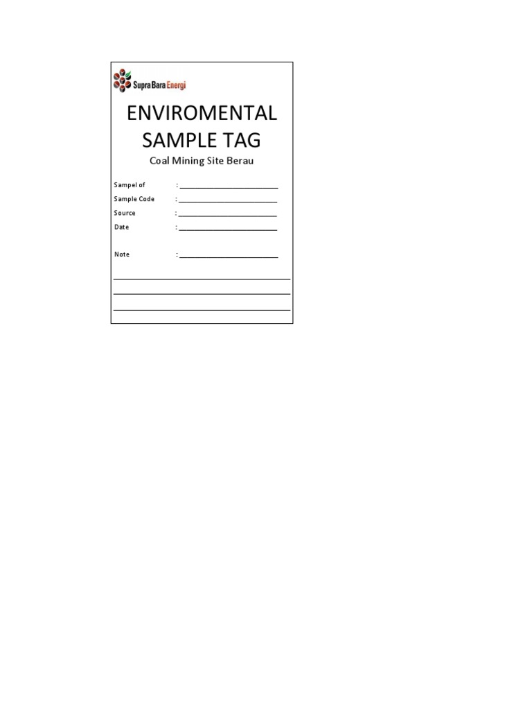 Coal Mining Site Sample Tag Template | PDF | Business | Computers