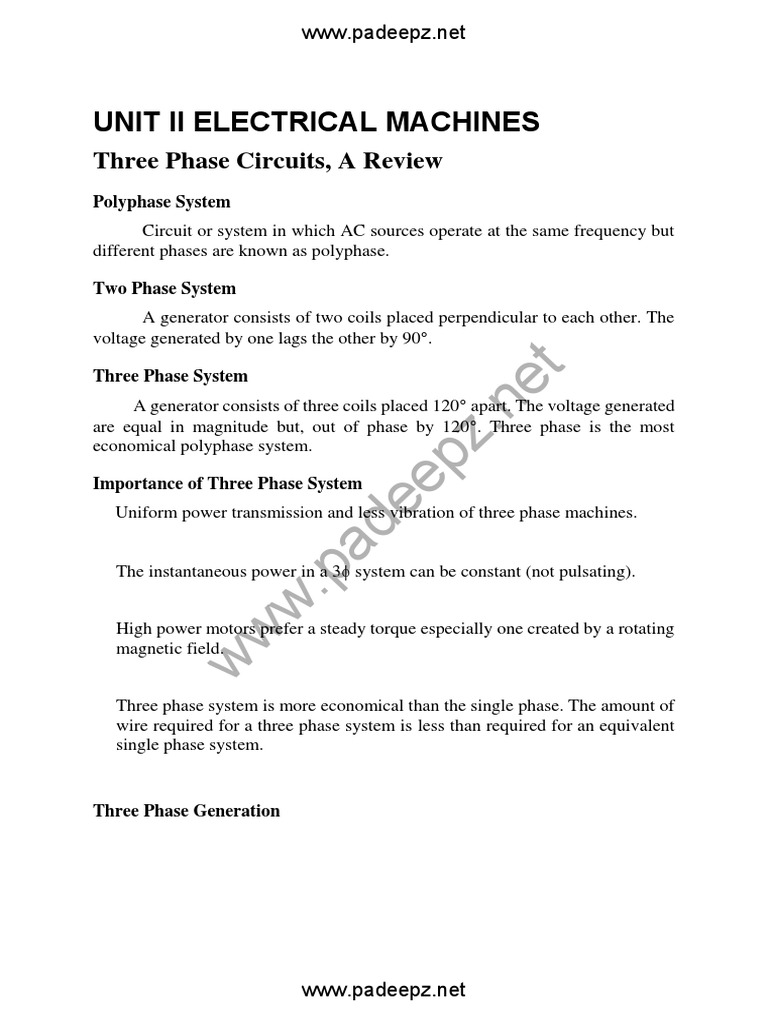 Three Phase Electrical Machines Overview | PDF | Electromagnetic ...