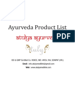Ayurveda Product List