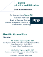 EE 315 Power Distribution and Utilization: Lecture 1: Introduction