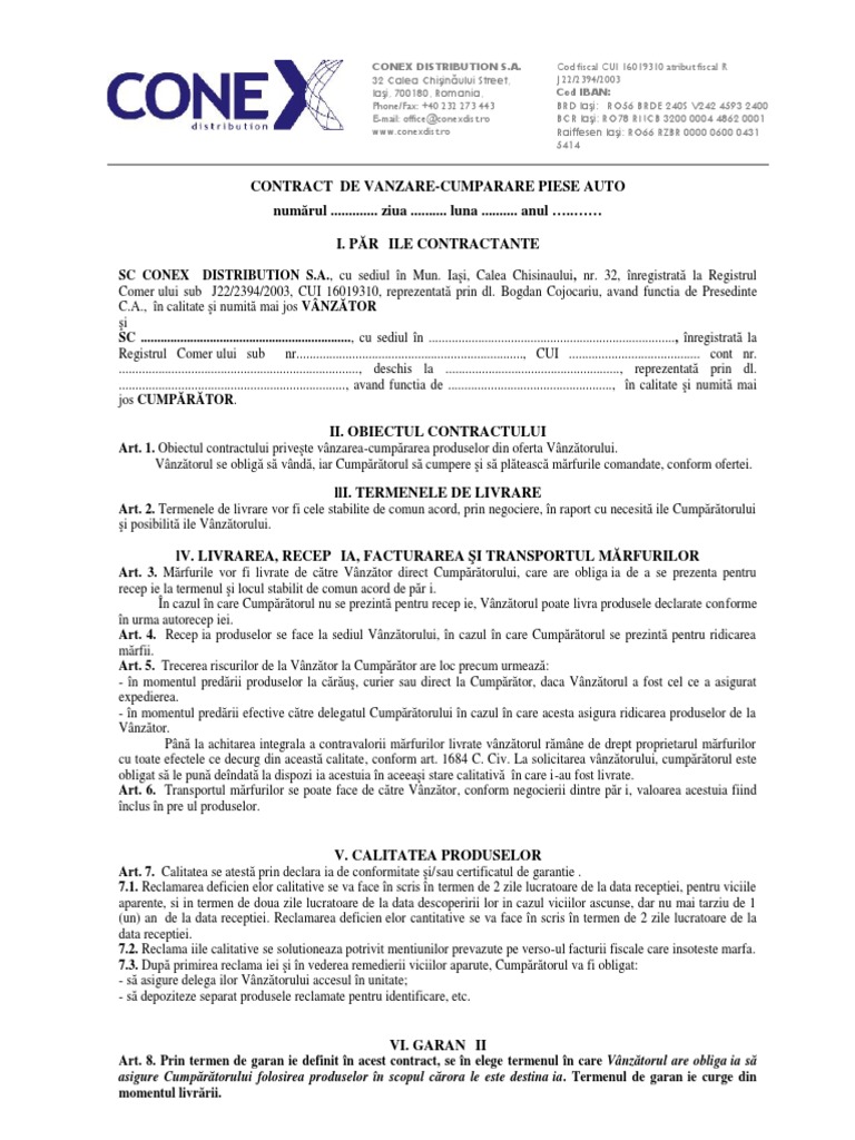 Draft Contract V-C Conex | PDF