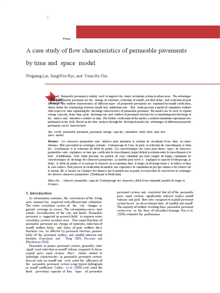 A Case Study of Ow Characteristics of Permeable Pavements by Time and ...