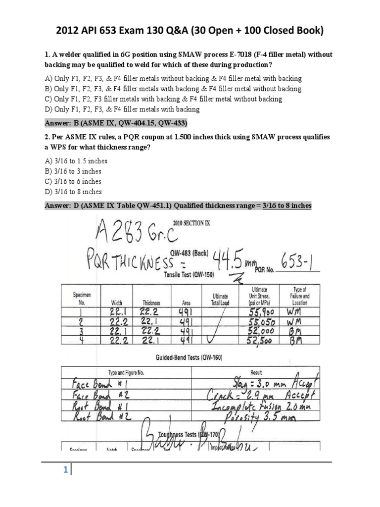 1 API 653 Exam 130 Q&A 2012 | PDF