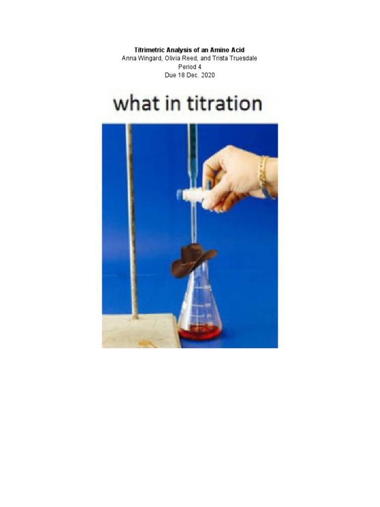 Titrimetric Analysis of An Amino Acid | PDF | Titration | Chemistry