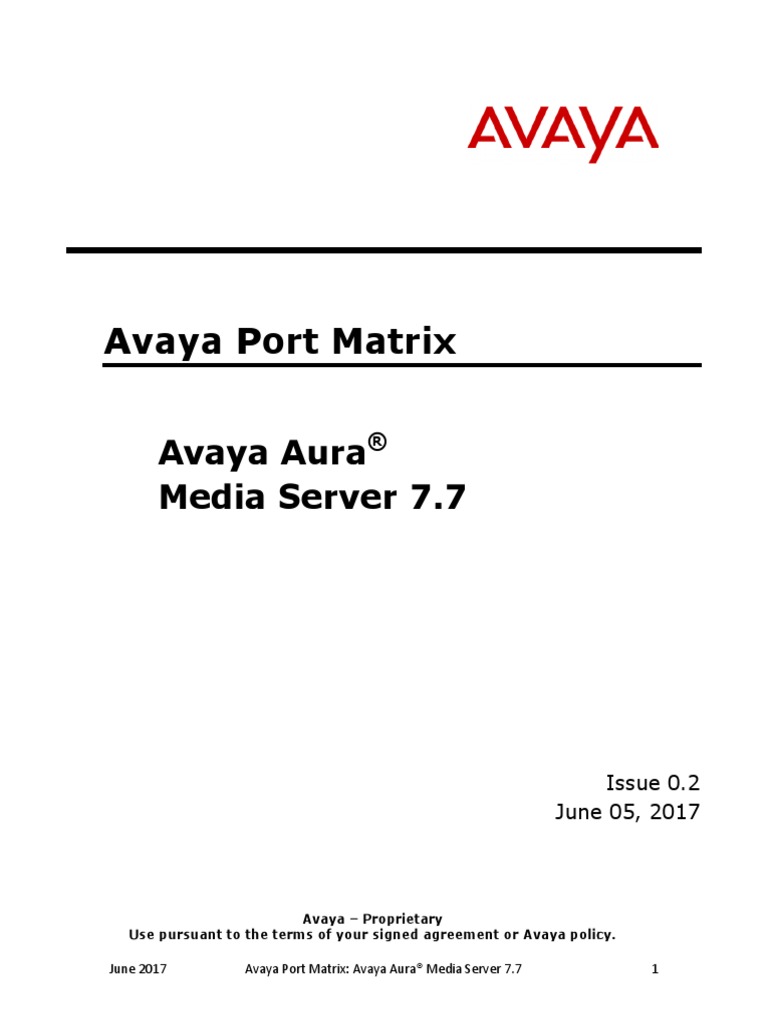Avaya Port Matrix: Avaya Aura Media Server 7.7 | PDF | Port (Computer
