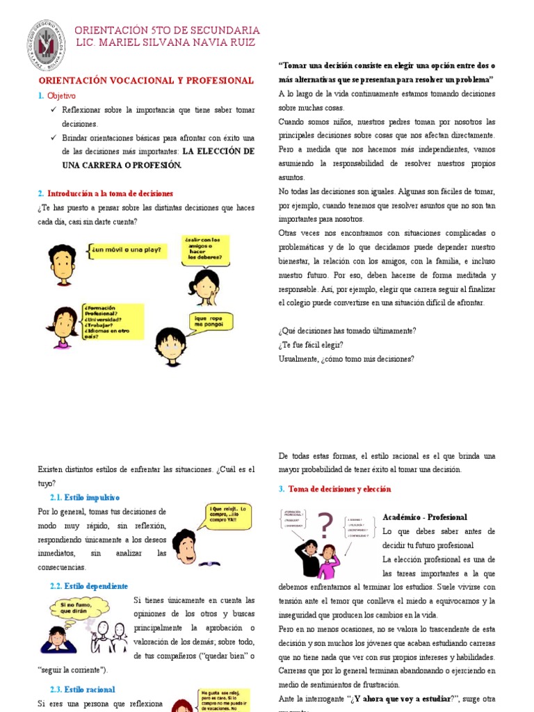Orientacion Vocacional | PDF | Toma de decisiones | Creatividad