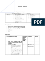 Meeting Minutes: Action Points: SL No Description of The Agenda Information Decision Share Answer Responsible Due Date