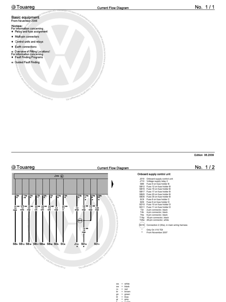 Touareg 2006.11 Wiring Diagram PDF PDF Components Manufactured Goods