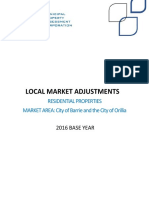 Local Market Adjustments: Residential Properties MARKET AREA: City of Barrie and The City of Orillia