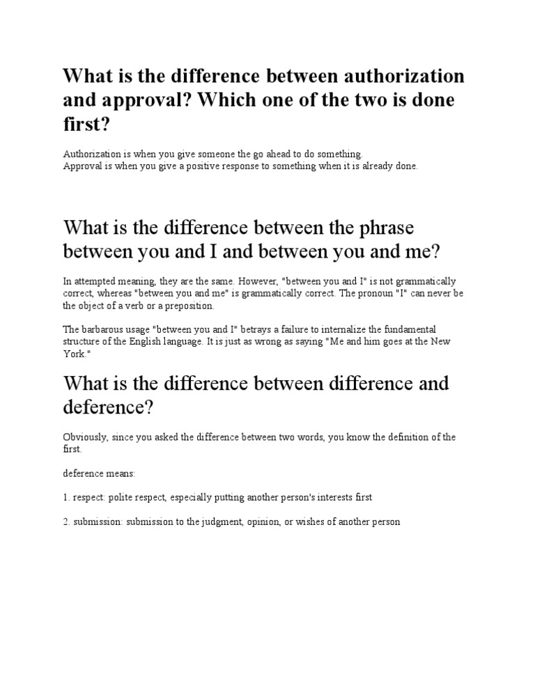What Is The Difference Between Authorization And Approval Linguistic Morphology Cognition