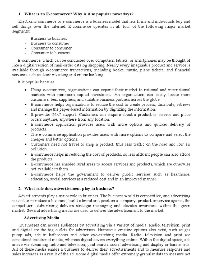 E-commerce & Advertising Insights | PDF | E Commerce | Advertising